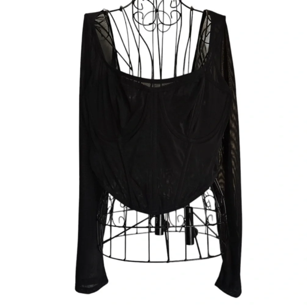 NWT By Anthropologie Long-Sleeve
Mesh Crop Top, Size XL - Picture 4 of 14